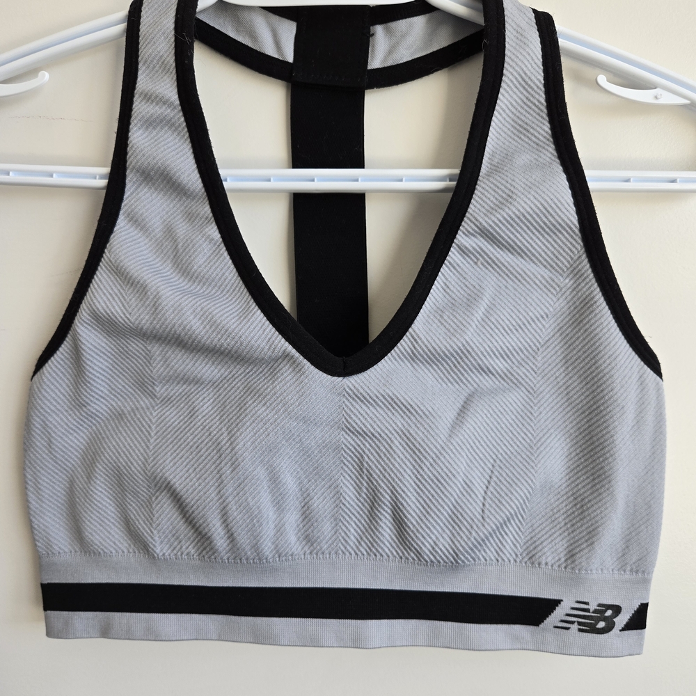 New Balance Women's Gray and Black Sports Bra